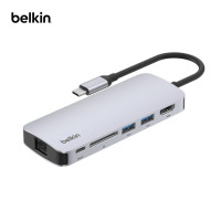 ราคา Belkin (NEW) ฮับมัลติพอร์ต 6-in-1 Connect Multiport Hub ความคมชัดสูงได้ถึง 4K@60Hz ถ่ายโอนข้อมูล 5Gbps รุ่น AVC008-V2 (12768411)