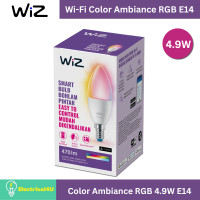 ราคา WiZ Color Ambiance RGB หลอดไฟอัจฉริยะ เปลี่ยนสีได้ 16 ล้านสี 4.9W ขั้ว E14 (12785526)