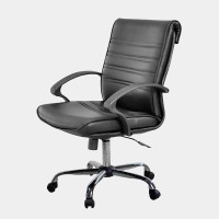 ราคา ICONIC เก้าอี้สำนักงานพนักพิงกลาง ขาเหล็กชุบโครเมียม MH-901B สีดำ ขาเหล็กดำ (12785876)