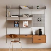 ราคา Morningdewhomey.bkk ชั้นแขวนติดผนัง ชั้นวางหนังสือ+โต๊ะทำงาน มีลิ้นชักเก็บของ โครงเหล็กแข็งแรง สไตล์มินิมอล 180x20x180cm (12769823)
