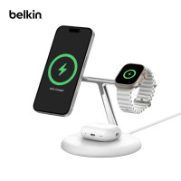 ราคา Belkin แท่นชาร์จไร้สายแม่เหล็กเทคโนโลยี Qi2 แบบ 3-in-1 ชาร์จ iPhone สูงสุด 15 วัตต์ รุ่น WIZ023 White (12771673)