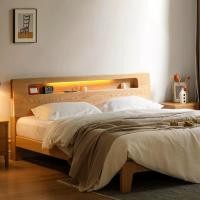 ราคา HARU HOME เตียงนอนไม้โอ๊ค มีไฟ BE015 5 ฟุต (12787174)
