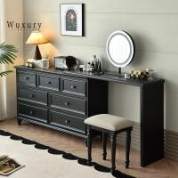 ราคา Wuxury Furniture โต๊ะเครื่องแป้ง พร้อมตู้เก็บของ สไตล์ยุโรป ปรับเข้ามุมได้ ส่งฟรี ตู้กว้าง 120 cm ดำ (12796891)