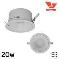 ราคา Vittiv Vibrant 20 LED RECESSED DOWNLIGHT โคมไฟดาวน์ไลท์ แสง วอร์มไวท์ คูลไวท์ เดย์ไลท์ 490ลูเมน สีขาว ( 20W ) วอร์มไวท์ (เหลือง) (12772074)