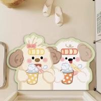 ราคา PP Home แผ่นรองกันลื่นในห้องน้ำ รูปการ์ตูนน่ารัก น้องหมาน้องกระต่าย พรม พรมยาง แผ่นซับน้ำ bathroom mat 44086 หมาแปรงฟัน (12776927)