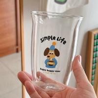 ราคา PP Home แก้วทรงสูง แก้วน้ำ milk tea & baguette dog Gromit แก้วกาแฟคาเฟ่ แก้วใส หมาชานม หมาบาแก็ต 71024 milk tea (12779281)