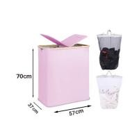 ราคา Chiranatda ตะกร้าเก็บเสื้อผ้าแบบมีฝาปิดคู่ขนาดใหญ่ [พับได้] สีชมพู (12808054)