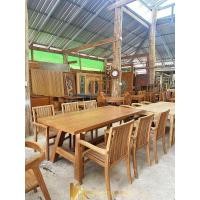 ราคา PF_Phrae | ชุดโต๊ะไม้สักรับประทานอาหาร6ที่นั่ง ขาโต๊ะทรงA + เก้าอี้สีแว๊กส์6ตัว (12803303)