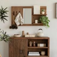 ราคา Loadingofficial-เซ็ตกระจกแต่งหน้าพร้อมชั้นวางของและที่แขวนของสไตล์วินเทจ (12771201)