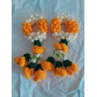 ราคา Uriko Crochet & Knit พวงมาลัยไหมพรม ดอกกุหลาบสีเหลือง สี070จำนวน2พวง (12782264)