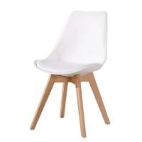 ราคา Heavenly Shop เก้าอี้พลาสติก ขาไม้ เบาะหุ้มหนัง แข็งแรง ขาว (12790879)