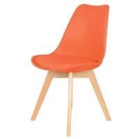 ราคา Heavenly Shop เก้าอี้พลาสติก ขาไม้ เบาะหุ้มหนัง แข็งแรง ส้ม (12790887)