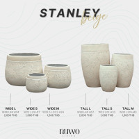 ราคา Nuwoliving ไฟเบอร์กลาสซีเมนต์ กระถางเทาลายพื้นหิน (ทรงยาว) Stanley Beige Tall Stanley Beige S (12797263)