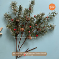 ราคา callingbrown กิ่งสนลูกแดง กิ่งสน กิ่งเบอรี่ ตกแต่งคริสมาสต์ กิ่งสน3กิ่ง (12794676)