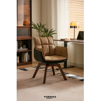 ราคา FURMIKA | Brunn Swivel Chair เก้าอี้หมุนได้ ขาไม้จริง สไตล์วินเทจ สีน้ำตาล (12814875)