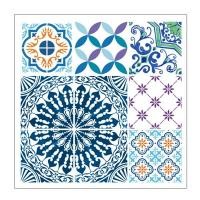 ราคา สติ๊กเกอร์ลายกระเบื้องสไตล์วินเทจสำหรับติดผนัง ขนาด 30 ซม x 30 ซม. จำนวน 6 ชิ้น นอร์ดิคบลู HP-7001 (12773985)