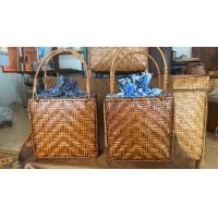 ราคา กลุ่มจักสานไม้ไผ่ หวาย กระเป๋าสานสานทรงสี่เหลี่ยม แบบที่ 3 (12763828)
