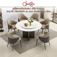 ราคา (1/6)DELICATO ชุดโต๊ะอาหารท็อปลายหินอ่อน 6 ที่นั่ง รุ่น Marblezen ขนาดโต๊ะทรงกลม 135 ซม. ขนาดเก้าอี้ 59x65x83 ซม. สีขาว (12798754)