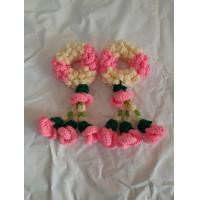 ราคา Uriko Crochet And knitt พวงมาลัยไหมพรม ดอกกุหลาบสีชุมพู สี122จำนวน2พวง (12782591)