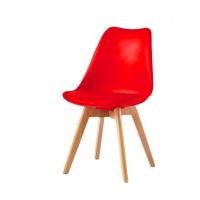 ราคา Heavenly Shop เก้าอี้พลาสติก ขาไม้ เบาะหุ้มหนัง แข็งแรง แดง (12790884)