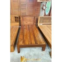 ราคา PF_Phrae | เตียงไม้สัก เตียงเดี่ยวขนาด3.5ฟุต เตียงหัวโค้ง สีสักเข้ม (12812190)