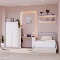 ราคา Looms ชุดห้องนอน KYOTO 3.5 ฟุต + CONNA + GRANT สีโซลิดโอ๊คตัดสีขาว แบรนด์ LOOMS (12817793)