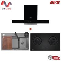 ราคา (Eve) เครื่องดูดควันติดผนัง HC-LOFTBOX-90 + เตาแก๊ส 2 หัว HB78-2BCC/BG + อ่างล้างจาน สีเทาไทเทเนียม UMI 750/460 (12787760)