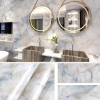 ราคา IHOME ART วอลเปเปอร์ลายหินอ่อน สติกเกอร์ติดผนังห้องครัว เคาท์เตอร์ครัว กันน้ำมันกระเด็น กันน้ำ ทำความสะอาดง่าย wallpaper หินหยกคราม-60x300cm (12799348)