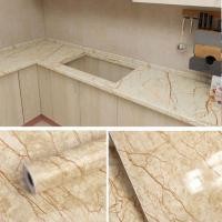 ราคา IHOME ART วอลเปเปอร์ลายหินอ่อน สติกเกอร์ติดผนังห้องครัว เคาท์เตอร์ครัว กันน้ำมันกระเด็น กันน้ำ ทำความสะอาดง่าย wallpaper หินอ่อนเบจทอง 60x300 (12799351)