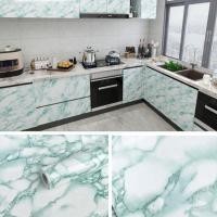 ราคา IHOME ART วอลเปเปอร์ลายหินอ่อน สติกเกอร์ติดผนังห้องครัว เคาท์เตอร์ครัว กันน้ำมันกระเด็น กันน้ำ ทำความสะอาดง่าย wallpaper หินอ่อนใยเขียว60x300 (12799353)