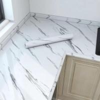 ราคา IHOME ART วอลเปเปอร์ลายหินอ่อน สติกเกอร์ติดผนังห้องครัว เคาท์เตอร์ครัว กันน้ำมันกระเด็น กันน้ำ ทำความสะอาดง่าย wallpaper หินอ่อนขาว03 -60x300 (12799354)