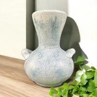 ราคา Vaseแจกันดินเผาทรงปากแตร วินเทจสไตล์ มีหู 2 หู ขนาด 16 x 21 cm. สีฟ้าคราม (12813851)