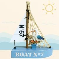 ราคา Good Goods โมเดลเรือใบ เรือใบตกแต่งสไตล์เมดิเตอร์เรเนียน Sailing handmade สินค้าพร้อมส่ง ฟ้า นก (12814084)