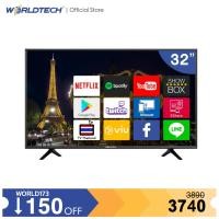 ราคา Worldtech ทีวี 32 นิ้ว Smart TV HD Ready + สาย HDMI (2xUSB, 1xHDMI) Netflix YouTube Internet Wifi Game 32 สมาร์ท (12187959)