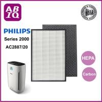 ราคา ABIQ แผ่นกรองอากาศ H13 HEPA Filter FY2422 และ แผ่นกรองกลิ่น FY2420 สำหรับเครื่องฟอกอากาศ Philips Series 2000 รุ่น AC2887 HEPA + Carbon (12218110)