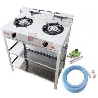 ราคา lucky flame เตาแก๊สชั้น 2หัวเหล็ก สแตนเลส รุ่น at-402 + หัวปรับแก๊ส l-326 พร้อมสายแก๊ส (12322986)