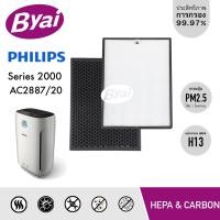 ราคา Byai แผ่นกรองอากาศ H13 HEPA Filter FY2422 แผ่นกรองกลิ่น FY2420 สำหรับเครื่องฟอกอากาศ Philips Series 2000 รุ่น AC2887/20 (12334725)