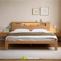 ราคา Middle Room เตียงไม้โอ๊คสไตล์ญี่ปุ่น รุ่น md-208 มีที่ชาร์จโทรศัพท์และไฟประดับที่หัวเตียง ปลอดภัยในเวลากลางคืน 3.5ft (12468113)