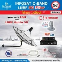ราคา THAISAT C-BAND 1.5M (ขางอยึดผนัง 120CM.) + กล่องรับสัญญาณดาวเทียม PSI S2 HD + LNB 5G INFOSAT รุ่น C1+ แถมสายRG6ตามชุด ชุดจาน+สาย50เมตร (12597419)