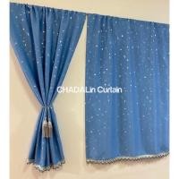 ราคา CDL ม่านประตู ผ้าม่านตาไก่ ม่านประตูสำเร็จรูป กัน UV 80-85% ก1.5*แจ้งสูง ดาวเล็กสีฟ้า (12656067)