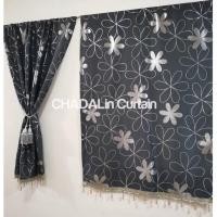ราคา CDL ม่านประตูแบบสอดลวด ผ้าม่านสอดลวด ม่านประตู สั่งตัดตามขนาด ดอกไม้ใหญ่เทาสอดลวด กว้าง100สูง250ซม. (12656187)