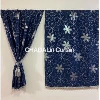 ราคา CDL ม่านประตู ม่านประตูบานเดี่ยว ผ้าม่านประตูบานสวิง บานเลื่อน (แถมโซ่+สายรวบ) ดอกไม้ใหญ่สีกรมท่า ยาว 110 ซม.ครบชุด (12656623)