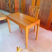 ราคา PF_Phrae | โต๊ะไม้สัก โต๊ะทำงาน โต๊ะเขียนหนังสือ ขนาด100x50x75ซม. สีเนื้อไม้ ชุดโต๊ะ+เก้าอี้ (12822637)
