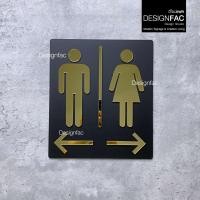 ราคา Designfac,ป้ายบอกทางห้องน้ำ ป้ายห้องน้ำชายหญิง ป้ายลูกศรบอกทาง อะคริลิค สไตล์โมเดิร์น มินิมอล หรูหรา ชายซ้าย หญิงขวา ทอง (12822856)