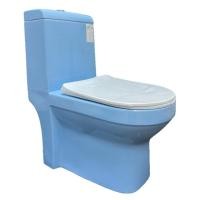 ราคา HOMICA สุขภัณฑ์ชิ้นเดียว ชักโครก รุ่น KSB140 สีฟ้า ฝารองนั่งสีขาว สีฟ้า (12726426)