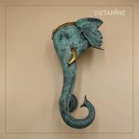 ราคา Metanine รูปปั้นทองเหลือง มือจับประตูงวงช้าง สีเขียวสนิมทองเหลือง Brass 16x29x8 (12814660)