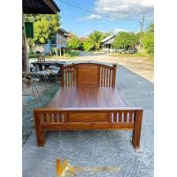 ราคา PF_Phrae | เตียงไม้สัก5ฟุต เตียงหัวโค้งซี่แบน เต้ากลาง ขาโปร่ง (12827189)