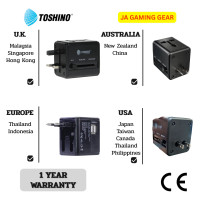 ราคา Toshino ปลั๊กแปลง DE-204 / DE-207 / DE-206 USB Travel Adapter ตัวแปลงปลั๊กนานาชาติ (เกาหลี,ฮ่องกง,จีน, ยุโรป 150ประเทศ) DE-206(มี usb) (12827398)