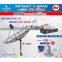 ราคา THAISAT C-BAND 1.5M (ขาตรงตั้งพื้นและยึดผนังได้) + กล่อง PSI S2X HD + LNB 5G INFOSAT รุ่น CG-1 แถมสายRG6ตามชุด ชุดจานพร้อมสาย20เมตร (12595966)