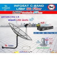 ราคา THAISAT C-BAND 1.5M (ขางอยึดผนัง 50 CM.) + กล่อง PSI S2XHD + LNB 5G INFOSAT รุ่น C1+ แถมสายRG6ตามชุด ชุดจานพร้อมสาย20เมตร (12595272)